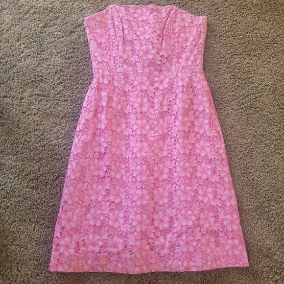 Lilly Pulitzer Vintage - Sienna Kentucky Eyelet Dress in Phipps Pink Size 12 - Picture 3 of 7